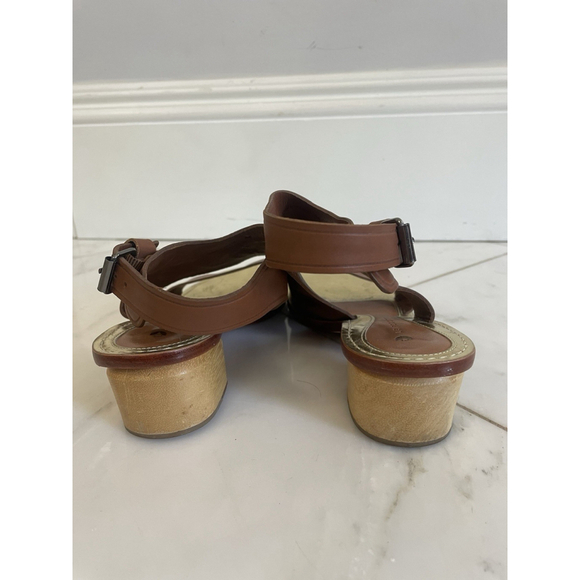 Leifsdottir Anthropologie Brown Leather Low Block Heel Sandals Size Euro 36 US 6 - Picture 4 of 7